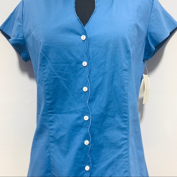 August Silk Logic Blouse Blue Cap Short sleve - Picture 2 of 6